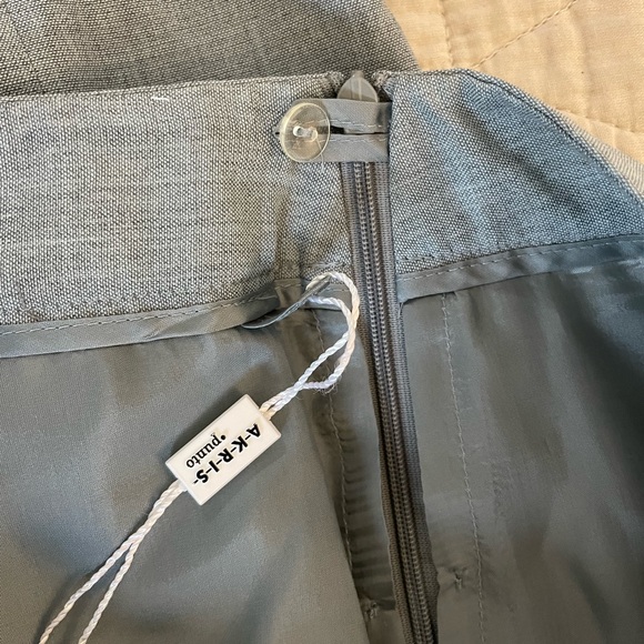 AKRIS punto Flat Front Cuffed Wide Leg Wool Trouser in Gray Size 6 $595 NWOT - Picture 5 of 7